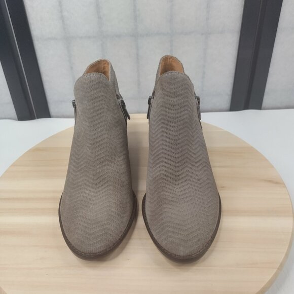 Lucky Brand Suede Booties Double Zipper Gray Women US 7 - Picture 4 of 9